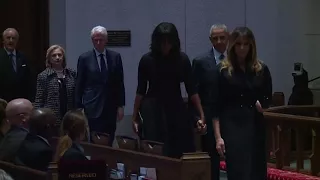 Melania Trump, the Obamas & the Clintons arrive for Barbara Bush's funeral