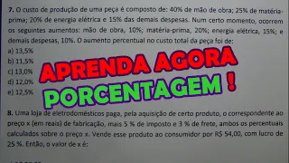 PORCENTAGEM - 8 QUESTÕES CONCURSO