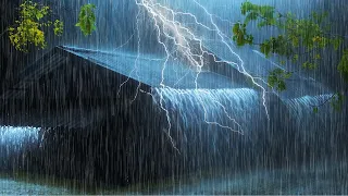 Get Over Insomnia & sleep well with heavy rain & thunder on Roof of Farmhouse in Mystic Forest