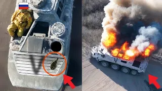 Ukrainian Drone Drops a Grenade Into the hatch of the Newest Russian BMP!