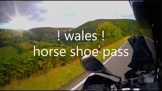 motorcycle touring wales, horse shoe pass and town of Llangollen, rapids on the river wye.