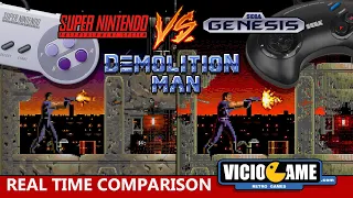 🎮 Demolition Man  (SNES Vs Mega Drive) Real Time Comparison