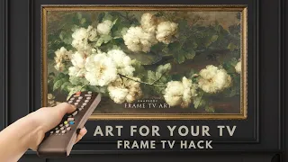 Framed TV Art Screensaver 4K - Vintage Still life White Floral Wallpaper Background - No Sound