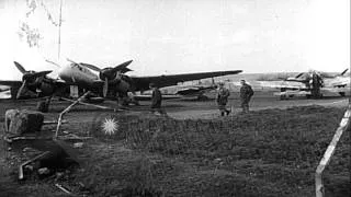 German aircraft at abandoned airfield in Germany after end of World War II in Eur...HD Stock Footage