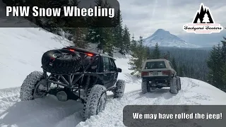 Oops we rolled the Jeep! Oregon Snow Wheeling in a 1 Ton Jeep on 42s!!