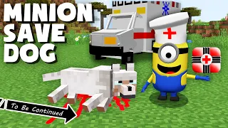 HOW MINIONS SAVE THE LITTLE WOLF IN MINECRAFT ? GAMEPLAY CARTOON MONSTER SCHOOL MOVIE ANIMATION