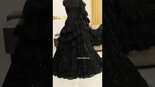 Black Lehenga with Draped dupatta 😍 #blacklehenga #modernlehenga #bridallehenga #sareelehenga