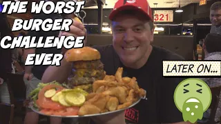 WORST BURGER CHALLENGE EVER W/ RANDY SANTEL!! RAW BEEF? GETTING SICK? Man Vs Food