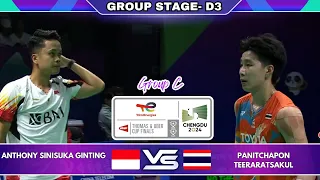 Anthony Sinisuka Ginting Vs Panitchapon Teeraratsakul |Group Stage| Thomas & Uber Cup 2024 Badminton