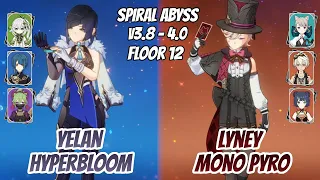 Yelan x Nahida Hyperbloom & Lyney Mono Pyro w/ Lynette Spiral Abyss Floor 12 (9 Star) Genshin Impact