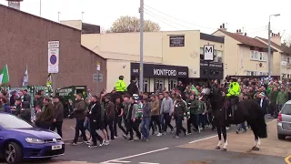 Celtic 4 - Rangers 0 - Scottish Cup Semi-Final - Green Brigade on Way to Hampden - 15.04.18