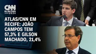 Atlas CNN: João Campos tem 57,3% e Gilson Machado, 21,4%, em Recife | BASTIDORES CNN