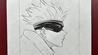 How to draw gojo satoru ( side view drawing ) step-by-step | Easy to draw