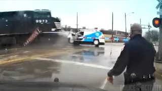 Police Dashcam Video Shows Train Smashing Into Van in Ohio