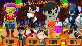 Tag With Ryan vs Subway Surfers vs Sonic Dash Halloween Update Special Characters Gameplay