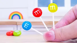 Rainbow Lollipop Candy  M&M 🍬 Satisfying Making Sweet Miniature Fruit Candy