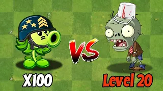 PVZ 2 Challenge - 100 Plants Max Level Vs Zombie Level 20 - Who Will Win?