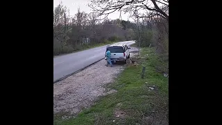 Man Abandons Dog on Road