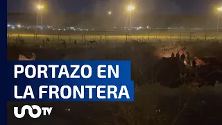 Migrantes superan a guardias de EEUU y tumban malla que divide a Ciudad Juárez con Texas.