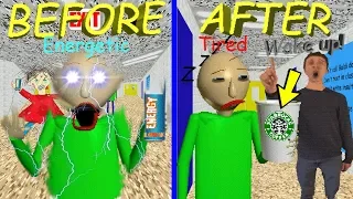 SUPER ENERGETIC BALDI VS SUPER TIRED BALDI!! + SECRET ENDING!! | Baldi's Basics MOD: Tired Baldi