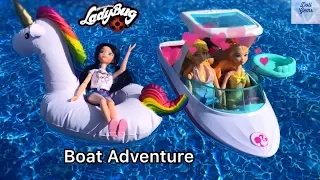 BOAT trip ! Miraculous Ladybug FLOATIES ! Swimming with DOLPHINS ! - pool Season 2 Doll Episode