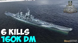 World of WarShips | Iowa | 6 KILLS | 160K Damage - Replay Gameplay 4K 60 fps