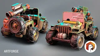 How I made Metal Slug Jeep 3d modeling timelapse with Maya and Substance