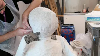 Part 6 plastering a wire mesh sculpture.