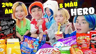 Kairon Thử Thách 24H Ăn Tất Cả Đồ Ăn Có 8 Màu HERO TEAM 🐰