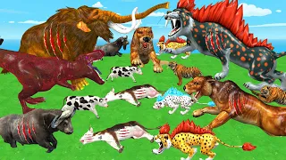 10 Lion Vs Elephant Fight 10 Giant Tiger Attack Cow Cartoon Buffalo Saved by 10 Woolly Mammoth