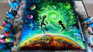 Rick and Morty green spray  painting
