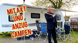 1 Mai mit AXT und ANZUG  auf dem Campingplatz Hetzingen in der Eifel