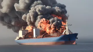 13 Minutes Ago! Ukrainian M142 HIMARS Blows Up Russia's Largest Cargo Ship Near Yemen