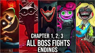 Poppy Playtime Chapter 1, 2 , 3 - All Boss Fights & Monster Encounters + All Endings (4K60fps)