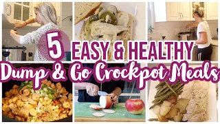 5 DUMP & GO EASY CROCKPOT MEALS // WHATS FOR DINNER // HEALTHY + BUDGET FRIENDLY COOK WITH ME