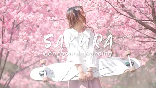 櫻花下の長板女孩，夢幻飄逸起舞｜ The Longboard Girl dancing in Sakura wonderland