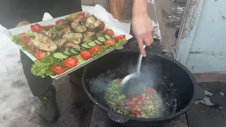 COOKING FISH IN KAZAN DELICIOUS MEAL FOR YOUR FAMILY. NO TALKING.