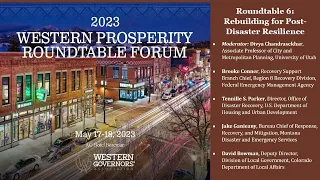 2023 Western Prosperity Roundtable - Rebuilding for Post-Disaster Resilience