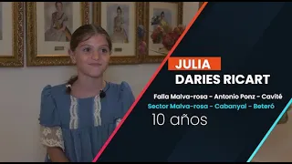 Candidatas a Fallera Mayor Infantil de Valencia 2024: Julia Daries Ricart