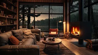 Listening in 3 Minutes to Fall Asleep Fast & Deep Relaxation | Heavy Rain Sounds and Cozy Fireplace