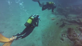 Scuba diving the Dori ship wreck off Ponta Delgada, Sao Miguel island  (Azores,Portugal)