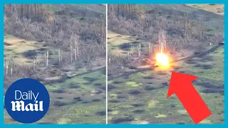 Ukrainian marines destroy Russian BMP tank with anti-tank missiles and artillery