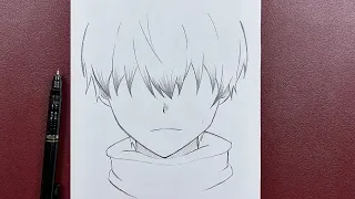 Easy anime sketch | how to draw anime boy with easy steps ( tutorial )
