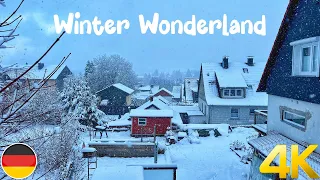 Snowy walk in winter wonderland 4K - Braunlage, Germany, a Beautiful town in the Harz