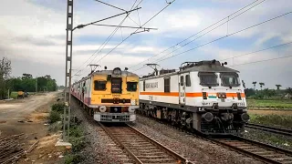 Spectacular train crossing | High speed train Race ! Bardhaman chord local vs kolkata - agra cantt