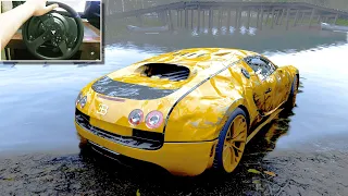Rebuilding a Bugatti Veyron Super Sport - Forza Horizon 5 - Steering Wheel Gameplay