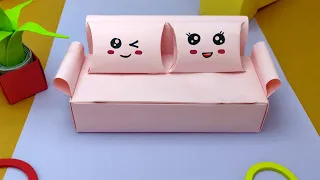 How to make a Paper Sofa | DIY Miniature Sofa | Paper Craft | Origami sofa | dollhouse furniture