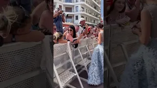 Mahlagha Jaberi greeting fans & signing autographs outside  the red carpet of 75th Cannes Film