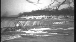 The Niagara Falls after the collapse of a rock shelf between Prospect Point and L...HD Stock Footage