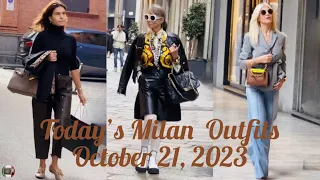🇮🇹 Today's Milan Outfits - October 21, 2023 - Stylish People In Autumn Season